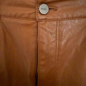 PAIGE Cognac Leather Pant